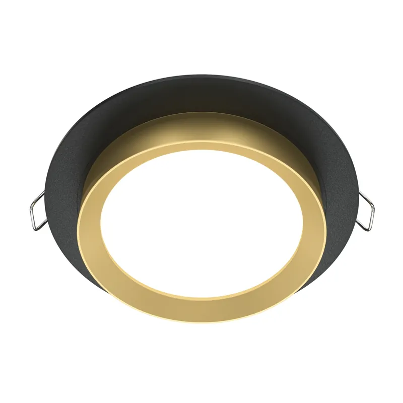 Premium Technical Einbauleuchte Hoop Aluminium und Kunststoff Schwarz mit Gold DL086-GX53-RD-BG mit IP 20