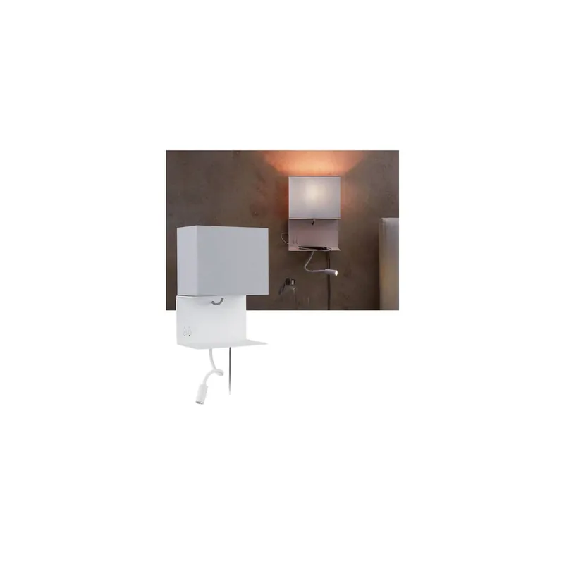 Abverkauf Wandleuchte mit Ablage Merani E27 3000K 120lm 230V 2,5W dimmbar Grau Weiß