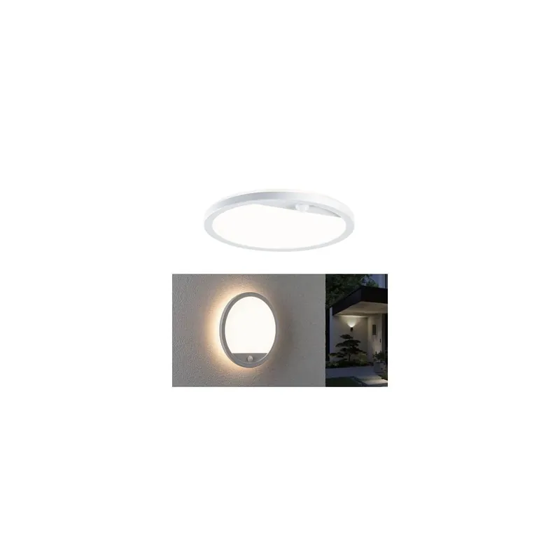 Begrenztes Angebot LED Außenpanel Lamina Backlight Bewegungsmelder seewasserresistent IP44 rund 280mm 3000K 14,5W 1200lm 230V Weiß Kunststoff