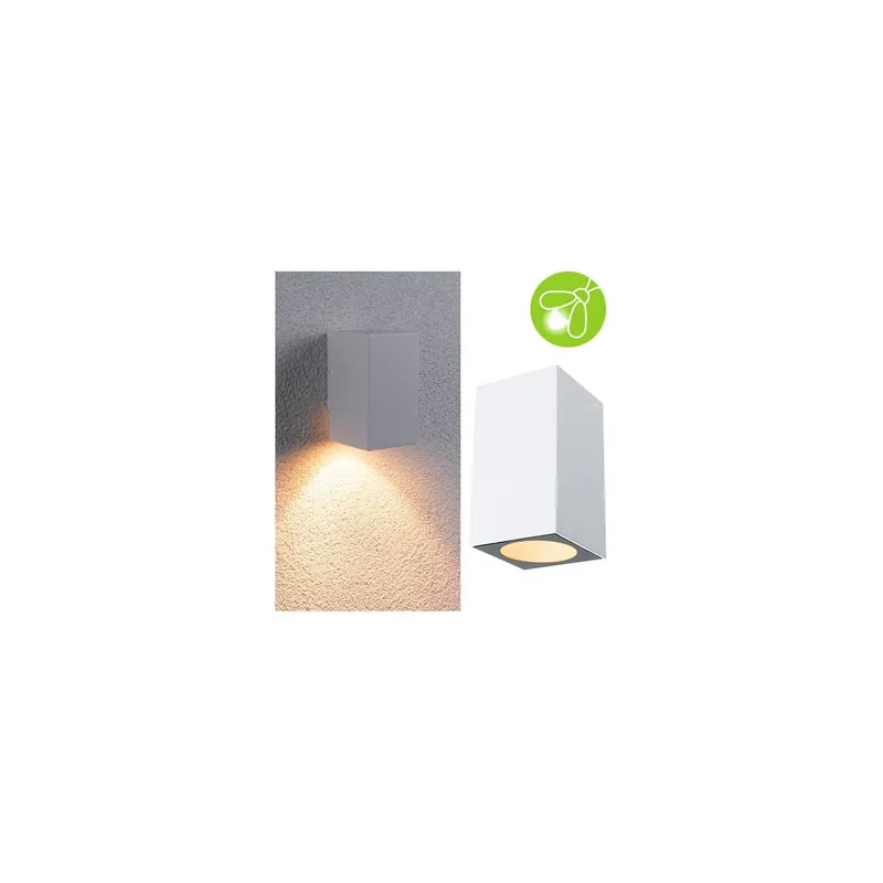 LED Außenwandleuchte Flame insektenfreundlich IP44 eckig 58x103mm 2200K 4W 265lm 230V 75° Weiß Metall Exklusiv