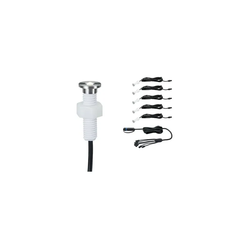 Echt Plug & Shine LED Bodeneinbauleuchte MicroPen II Erweiterungsset IP67 3000K 5x0,2W Silber