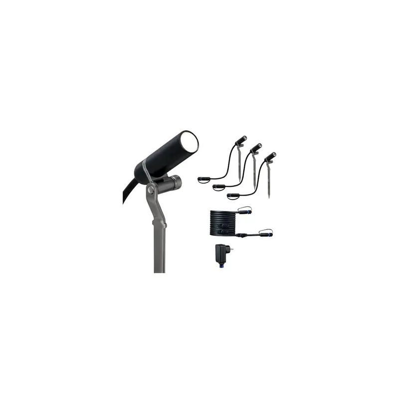Geprüft Plug & Shine LED Gartenstrahler Plantini Basisset IP65 3000K 3x1,4W 21VA Anthrazit