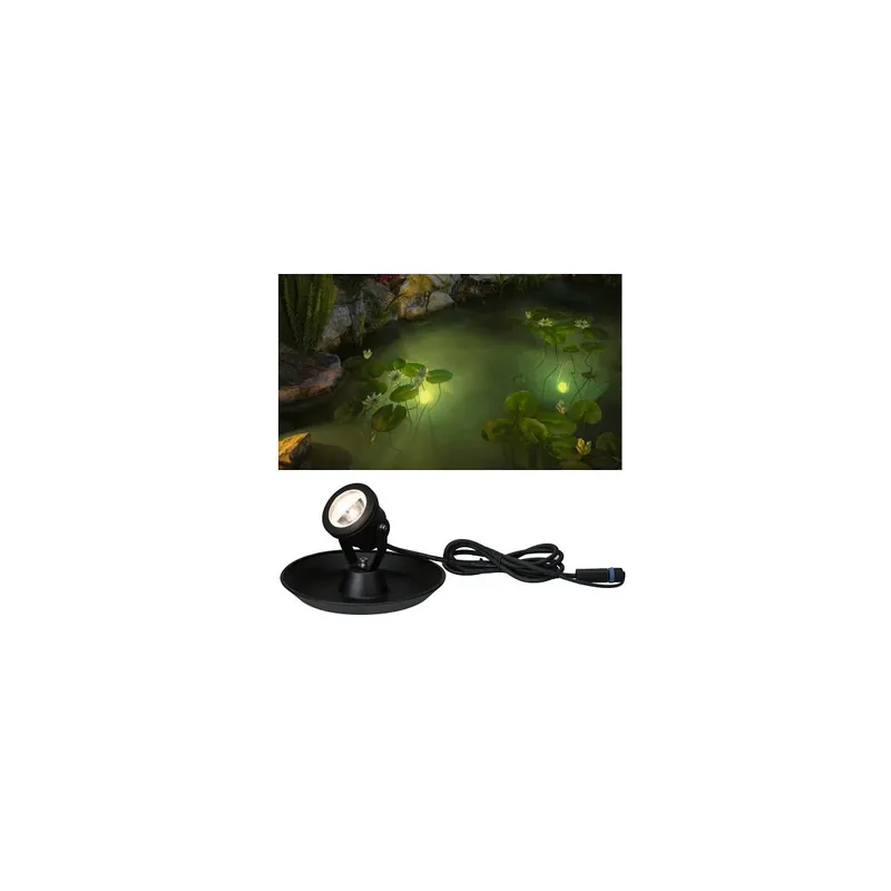 Wochenendangebot Plug & Shine LED Spot Teichleuchte Einzelspot IP68 3000K 2,8W Schwarz
