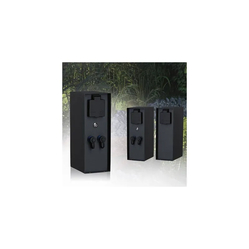 Plug & Shine Steckdosensäule Rio Dämmerungssensor IP44 Anthrazit Neue Ware