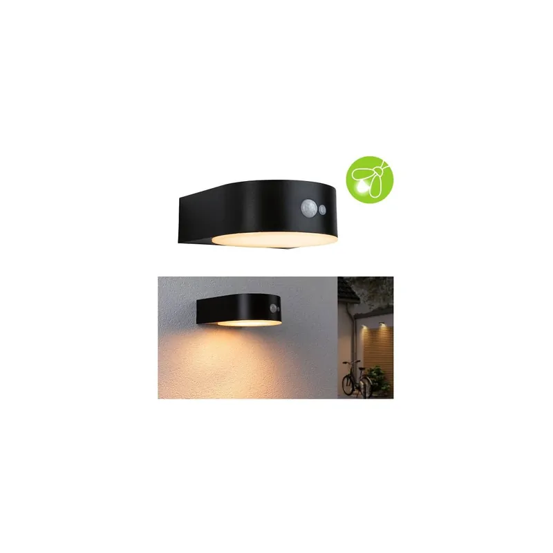 Sale Solar LED Außenwandleuchte Eileen Bewegungsmelder insektenfreundlich IP44 2200K 300lm Schwarz