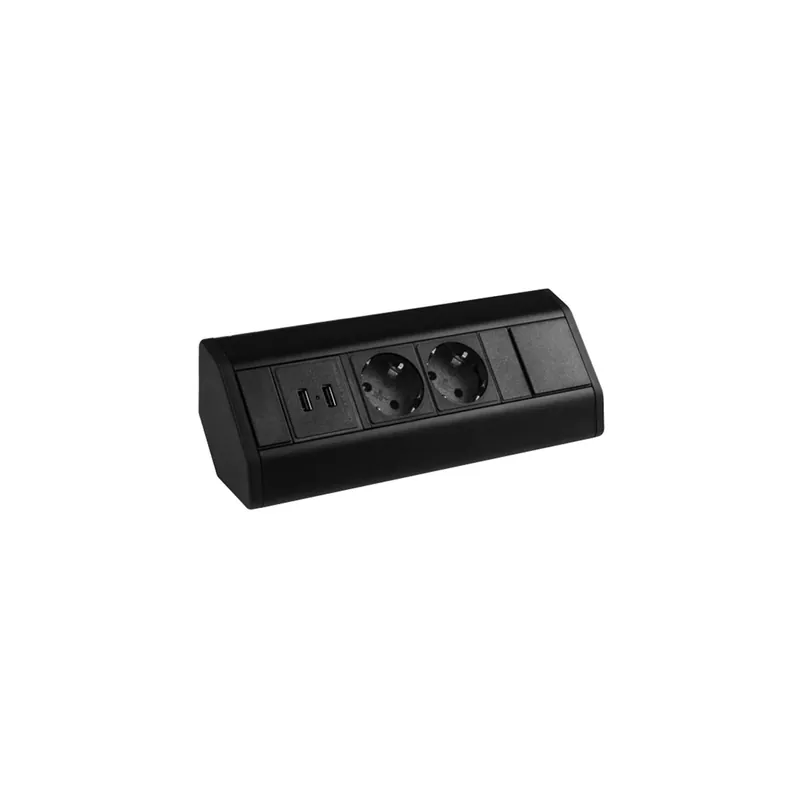 Mega-Angebot CORNER BOX 2 USB Ecksteckdose Möbelsteckdose Farbe Schwarz Steckdose Schuko