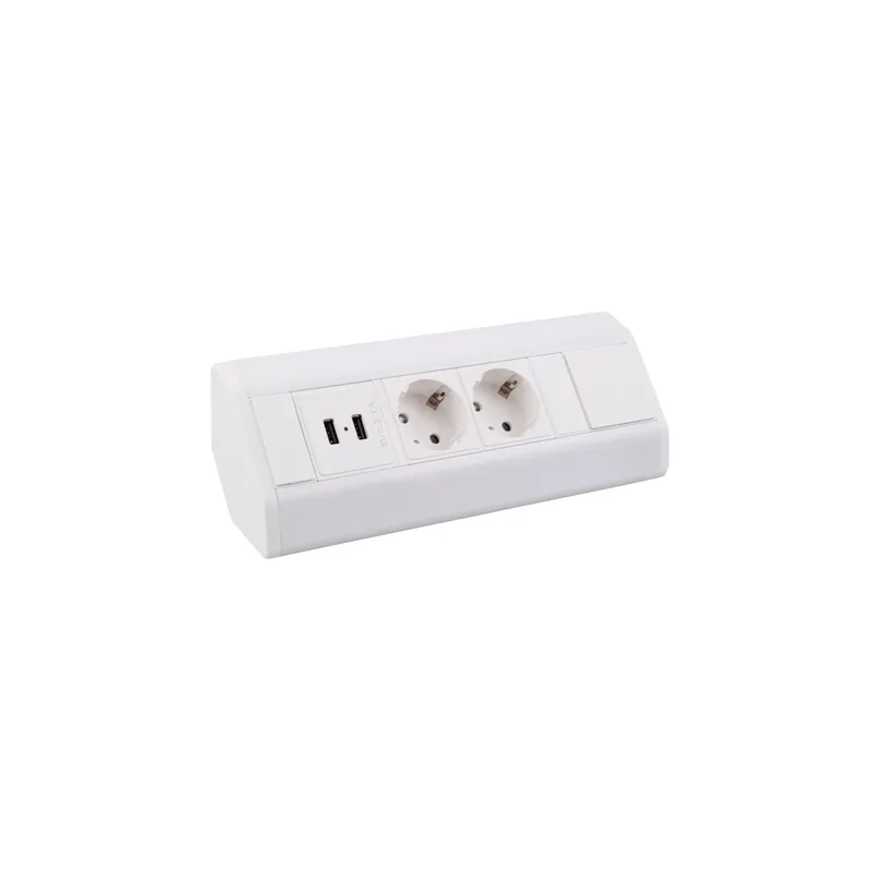 CORNER BOX 2 USB Ecksteckdose Möbelsteckdose Farbe Weiß Steckdose Schuko Hochwertig
