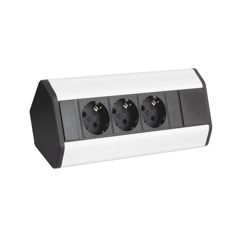 CORNER BOX 3 Ecksteckdose Möbelsteckdose Farbe Aluminium Steckdose Schuko Angebot