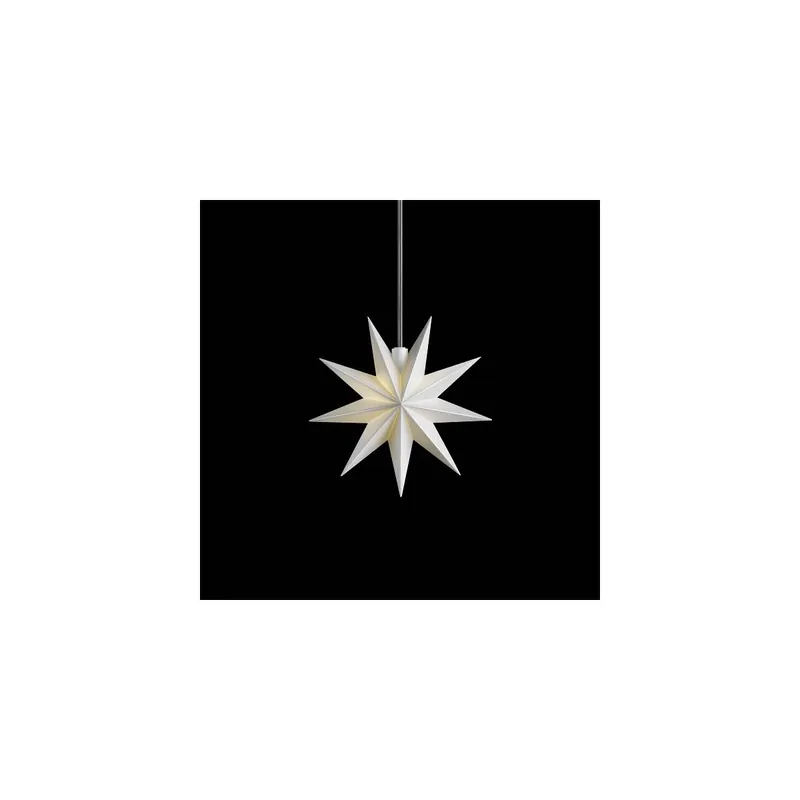 Neu Fensterstern 9 Zacker weiss 15 cm Batt. innen