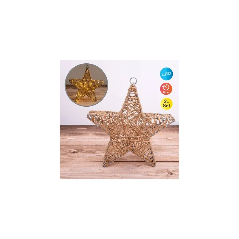 Näve 2er-Set LED-Weihnachtsdeko Metallstern D: 25 cm Neu