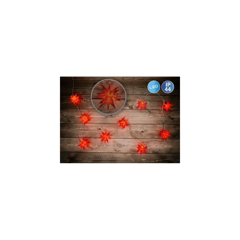 Online Kaufen Näve 9er-Outdoor-LED-Weihnachtslichterkette 3D-Sterne / XMAS Lights - rot