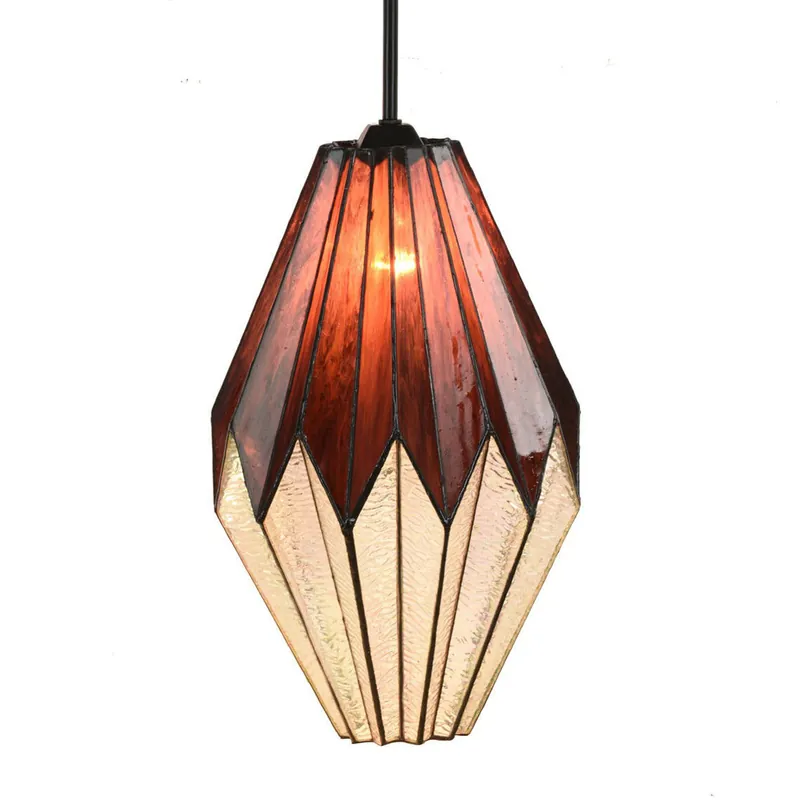 Handgefertigt Große Pendelleuchte mit gefaltetem Tiffany-Glasschirm