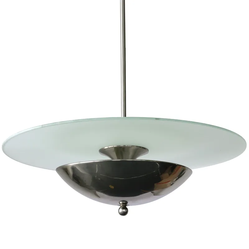 Begrenztes Angebot Indirekt strahlende Art déco-Pendelleuchte mit Glasscheibe