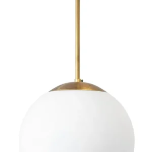 Preisknaller Messing-Deckenleuchte GLOBO mit matt-weißer Glaskugel Ø 20-35 cm