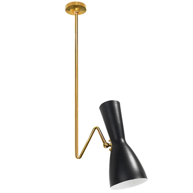 Im Trend Mid Century Design-Deckenleuchte mit Messing-Aufhängung