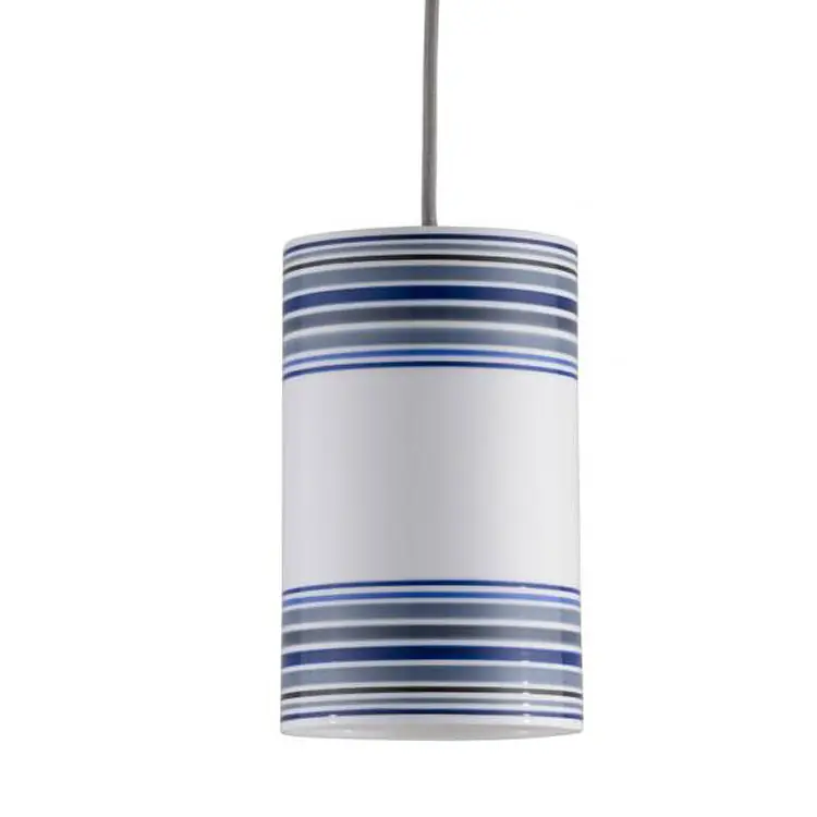Gestreifte Pendellampe aus Porzellan MAY Size 2, blau oder orange Angebot
