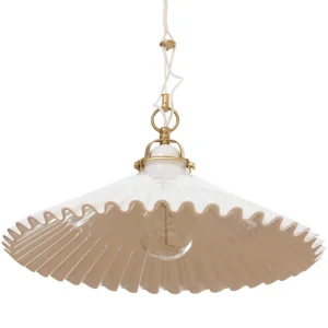 DUSE Pendelleuchte aus Keramik mit plissiertem 42 cm-Schirm Gratis Versand