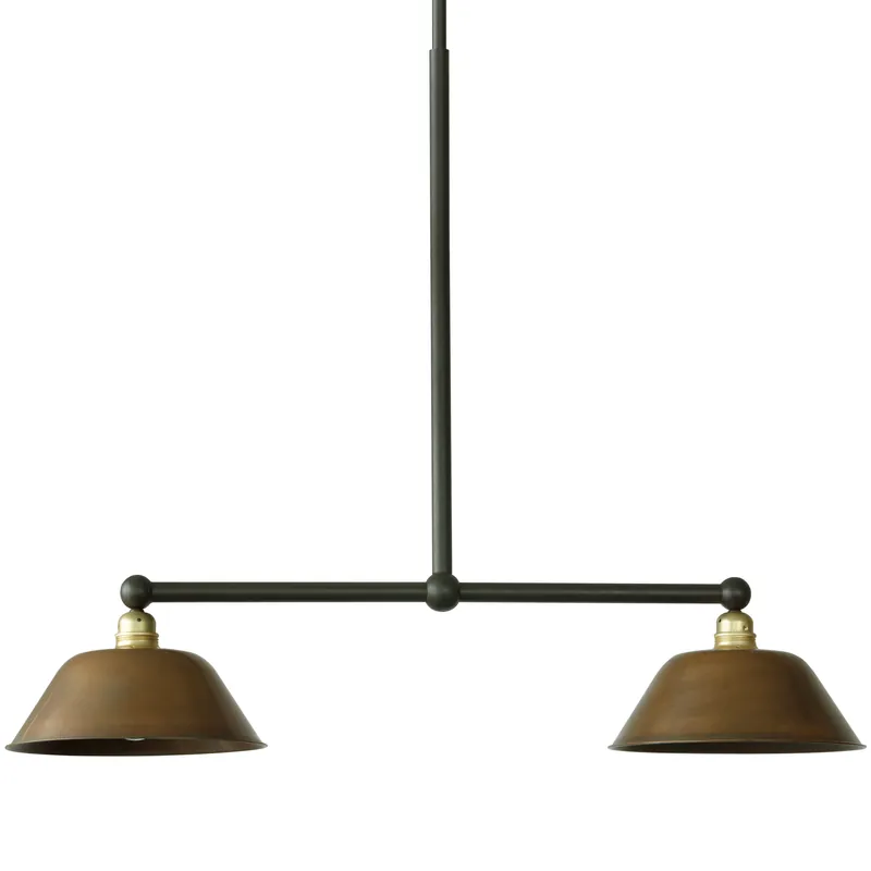 Nostalgische Doppel-Pendelleuchte für Tische mit zwei 26 cm-Schirmen Neu