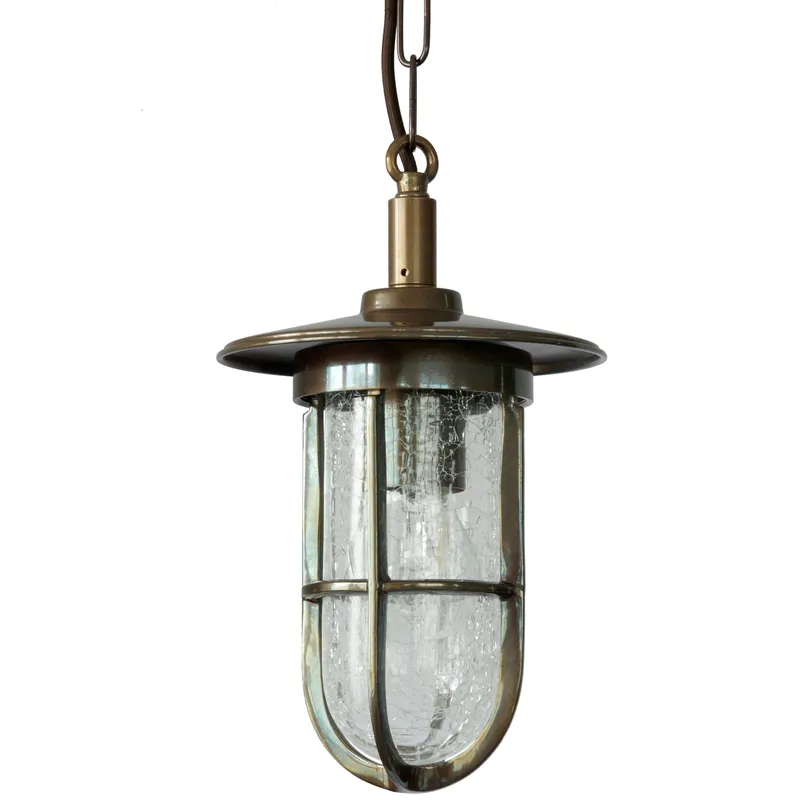 Gratis Versand Pendellampe aus Messing mit Craquele-Glas