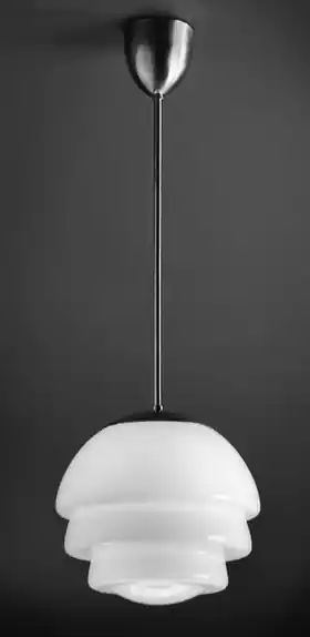 Art deco-Pendelleuchte „Artischocke“ mit gestuftem Opalglas Kostenloser Versand