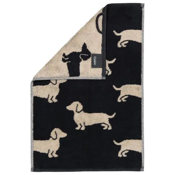 Bestpreis Cawö Gästehandtuch We love Dogs Dackel Schwarz Beige (30x50cm)