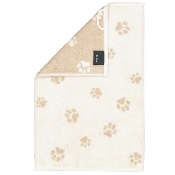 Limited Edition Cawö Gästetuch We love Dogs Pfoten Paws Natur Beige (30x50cm)