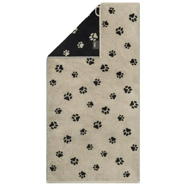 Nur Heute Cawö Handtuch We love Dogs Pfoten Paws Schwarz Beige (50x100cm)