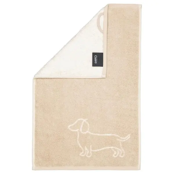 Premium Cawö Gästetuch We love Dogs Dackel Companion Natur Beige (30x50cm)