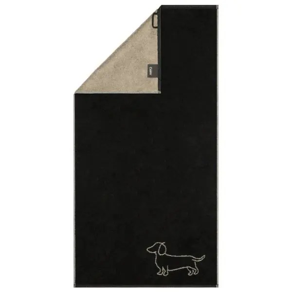 Cawö Duschtuch We love Dogs Dackel Companion Schwarz Beige (80x150cm) Mega-Angebot