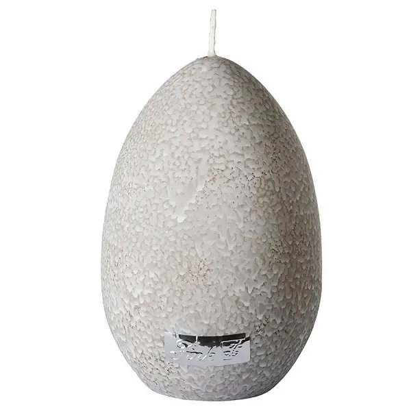 Fink Stumpenkerze Eikerze Ei Krakelee Weiß Taupe (12cm) Schnäppchen