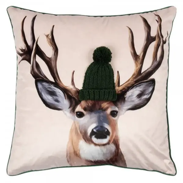 pad Kissenhülle Reindeer Hirsch mit Mütze Grün (50x50cm) Garantierte Lieferung