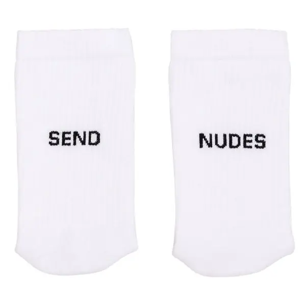 Online Kaufen Eulenschnitt Socken Weiß Send Nudes (Größe:43-46)
