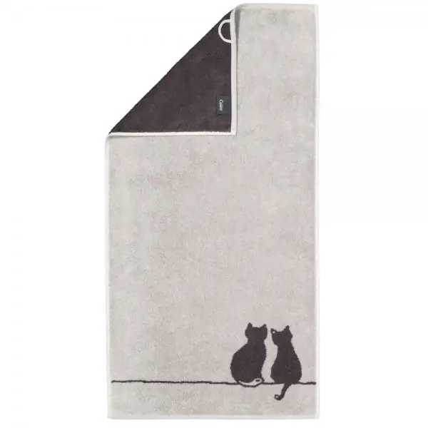 Cawö Handtuch Cute Cats Katze You & Me Platin Basalt (50x100cm) Beliebt