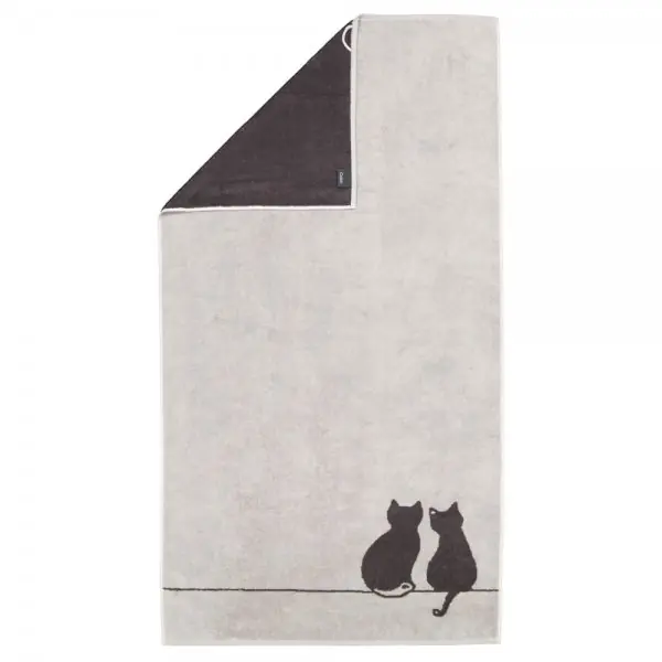 Nur Für Kurze Zeit Cawö Duschtuch Cute Cats Katze You & Me Platin Basalt (80x150cm)