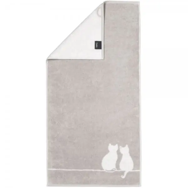 Weltweiter Versand Cawö Handtuch Cute Cats Katze You & Me Platin Weiß (50x100cm)