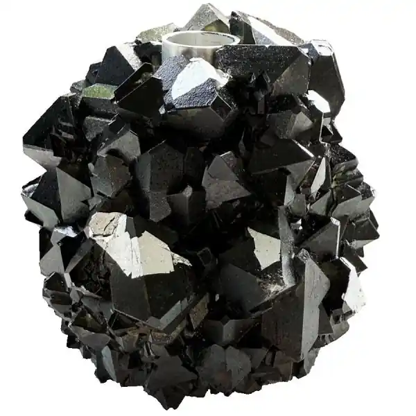 Saisonangebot Mineral Series Kerzenleuchter aus echtem Kristallen Schwarz Blattsilber