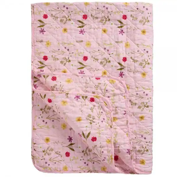 Ib Laursen Quilt Decke Tagesdecke Rosa mit Gartenblumen Nur Heute