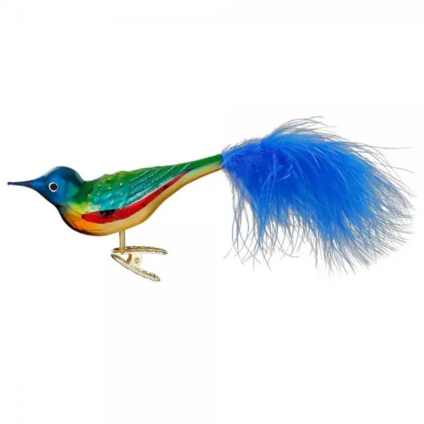 Inge Glas Christbaumschmuck Vogel Paradiesschnäpper (11cm) Top-Qualität