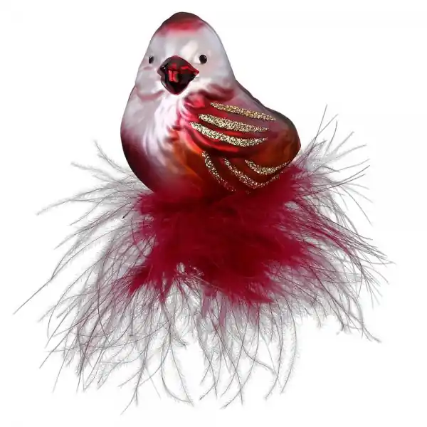 Zertifiziert Inge Glas Christbaumschmuck Vogel Flauschige Feder (7cm)
