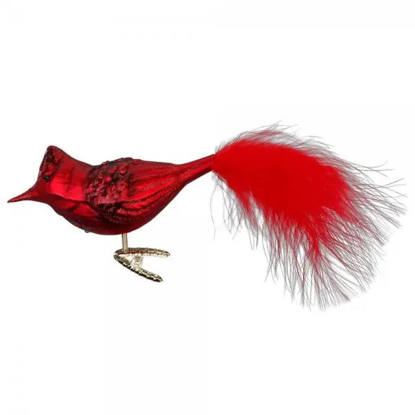 Inge Glas Christbaumschmuck Vogel Funkelnder Kardinal (11,5cm) Geprüft