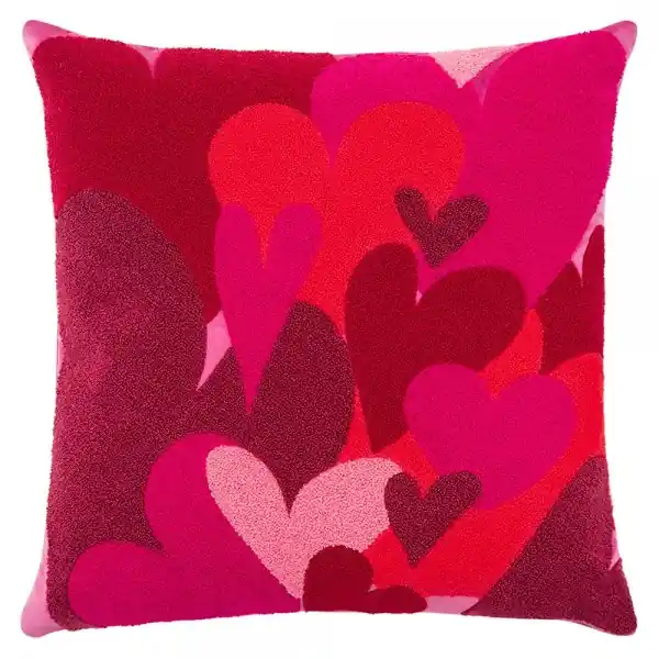pad Kissenhülle Hearts Embroidery Hot Pink Herzen (45x45cm) Neu