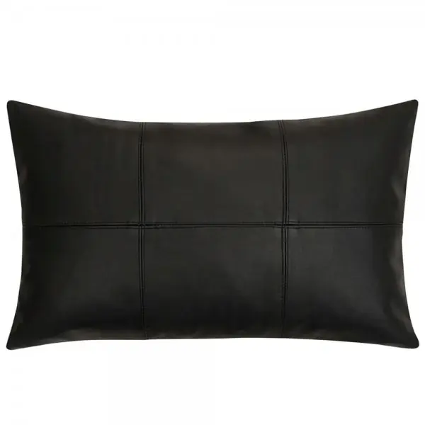 Solange Der Vorrat Reicht pad Kissenhülle Leather Schwarz Leder (30x50cm)