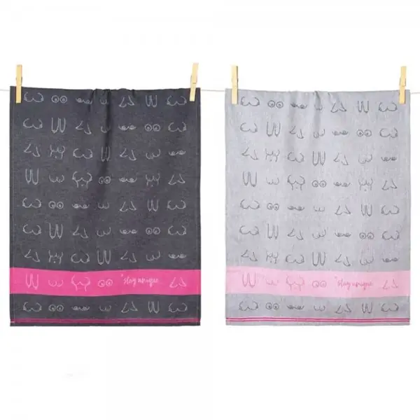 Großhandel Pad Geschirrtücher Boobies Brüste Fuchsia Schwarz (2er-Set)