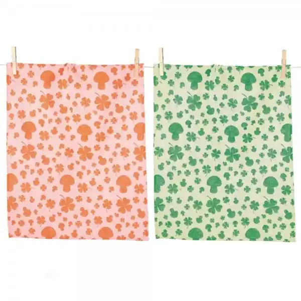 Rabatt Pad Geschirrtücher Glückspilz Orange Grün (2er-Set)