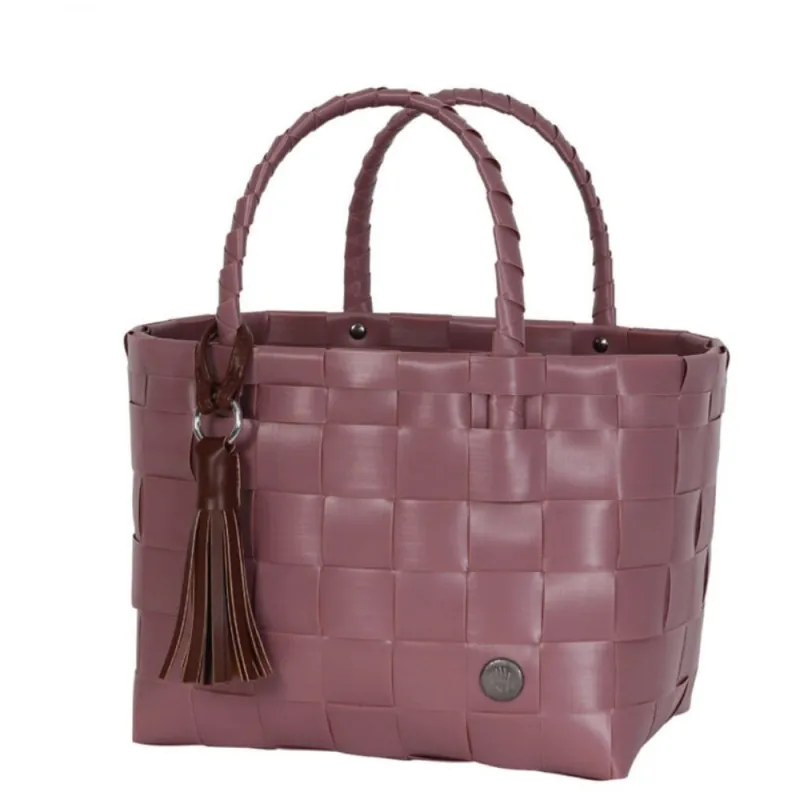 Handed By Shopper Paris Mini Rustic Pink mit Quaste in Dark Chocolate Markenware
