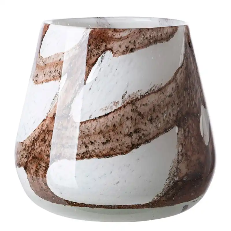 Fink Vase oder Windlicht Mella Braun Weiß Glas (10cm) Sofort Bestellen