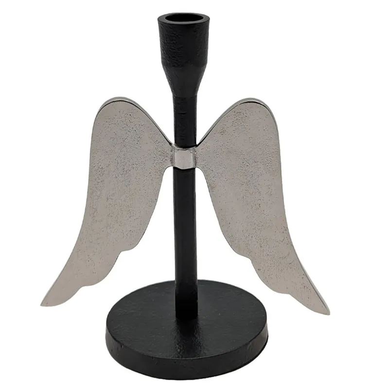 Lambert Kerzenleuchter Cassiel Engel Schwarz Silber (22cm) Nur Für Kurze Zeit