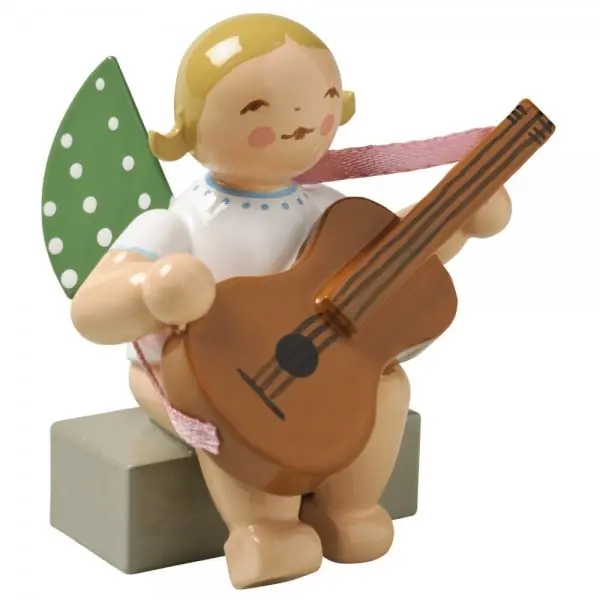Wendt & Kühn Grünhainicher Engel mit Gitarre sitzend Neu