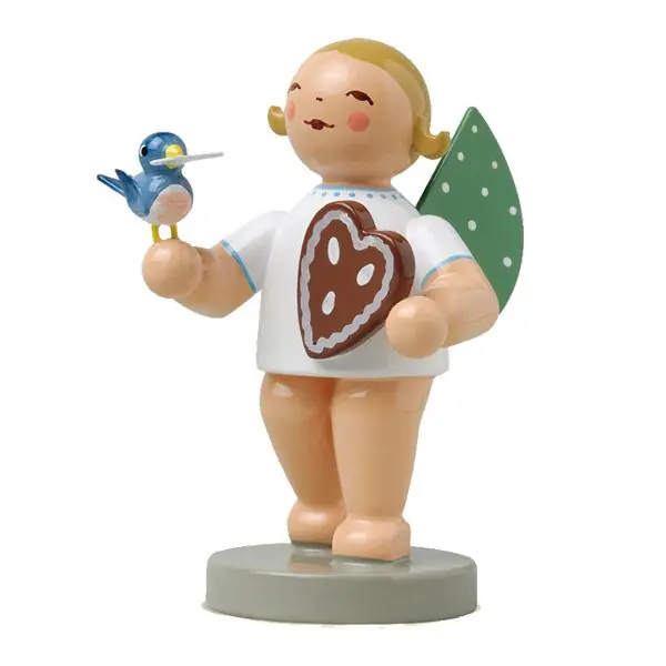 Letzte Chance Wendt & Kühn Grünhainicher Engel mit Lebkuchen und Vogel