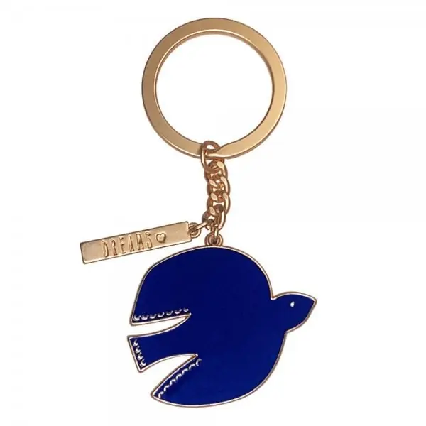Schneller Versand Räder Design Schlüsselanhänger Follow your dreams Bird Blau-Gold (4,5x4cm)